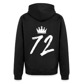 72 Zahl Krone - Unisex Premium Bio Zip Hoodie - Schwarz - Hinten - Nico (187cm)