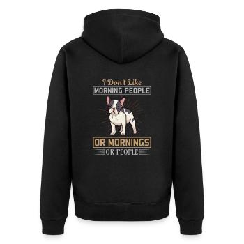 No Morning Dog - Unisex Premium Organic Zip Hoodie - black - Back - Nico (187cm)