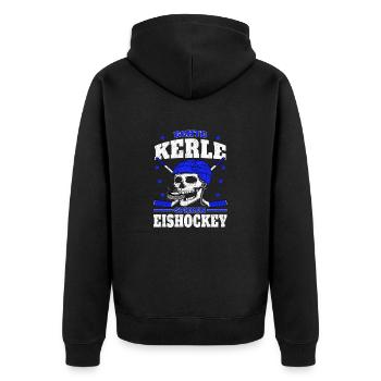 Eishockey Echte Kerle spielen Eishockey - Unisex Premium Bio Zip Hoodie - Schwarz - Hinten - Nico (187cm)