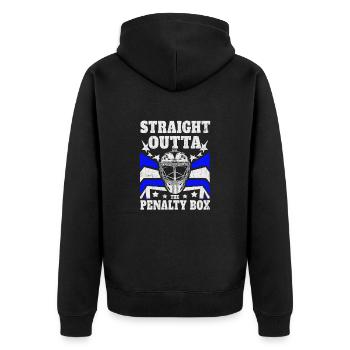 Ice Hockey Hockey - Straight Outta the Penalty Box - Unisex Premium Organic Zip Hoodie - black - Back - Nico (187cm)