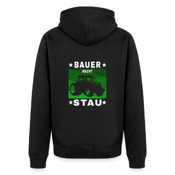 Bauern Demo Bauernhof - Bauer macht Stau - Unisex Premium Bio Zip Hoodie - Schwarz - Hinten - Nico (187cm)