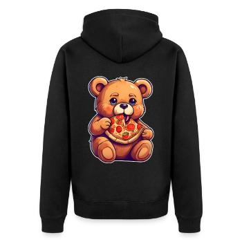 L’ours en peluche adore la pizza - Veste à capuche bio Premium Unisexe - noir - Dos - Nico (187cm)