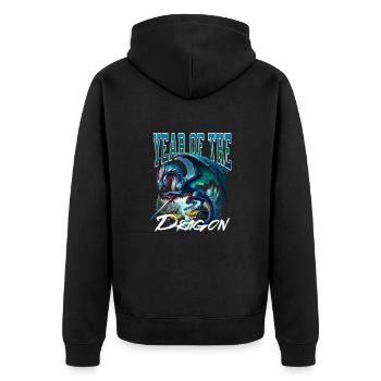 Année du Dragon 2024 - Astrologie Chinoise - Veste à capuche bio Premium Unisexe - noir - Dos - Nico (187cm)