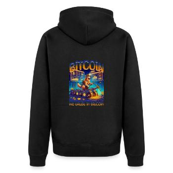 Bitcoin Cryptocurrency BTC Satoshi Nakamoto - Unisex Premium Organic Zip Hoodie - black - Back - Nico (187cm)