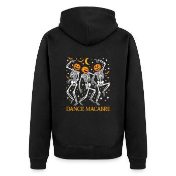 Tanz Makabre Tanzende Skelette Lustig Halloween - Unisex Premium Bio Zip Hoodie - Schwarz - Hinten - Nico (187cm)