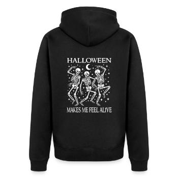Funny Halloween Dancing Skeletons Pun costume - Unisex Premium Organic Zip Hoodie - black - Back - Nico (187cm)