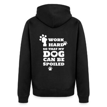 My Dog Can Be Spoiled - Unisex Premium Organic Zip Hoodie - black - Back - Nico (187cm)