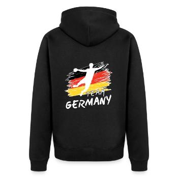 Team Germany Handball - Unisex Premium Bio Zip Hoodie - Schwarz - Hinten - Nico (187cm)