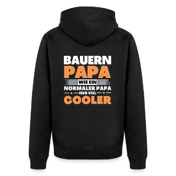 Bauern Papa wie ein normaler nur viel cooler - Unisex Premium Bio Zip Hoodie - Schwarz - Hinten - Nico (187cm)