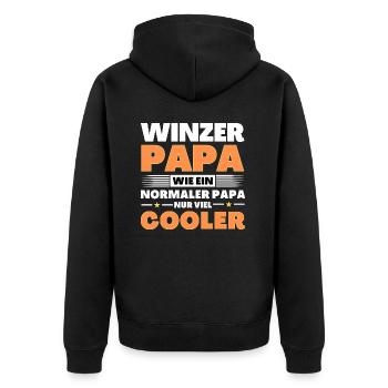 Winzer Papa wie ein normaler nur viel cooler - Unisex Premium Bio Zip Hoodie - Schwarz - Hinten - Nico (187cm)
