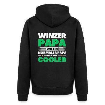 Winzer Papa wie ein normaler nur viel cooler - Unisex Premium Bio Zip Hoodie - Schwarz - Hinten - Nico (187cm)