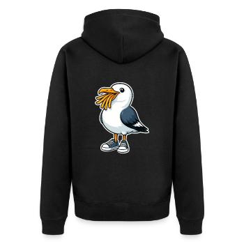 Mouette Drôle Avec Frites Et Baskets - Veste à capuche bio Premium Unisexe - noir - Dos - Nico (187cm)