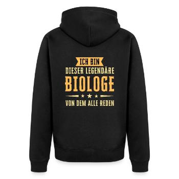 Ich bin dieser legendäre Biologe - Unisex Premium Bio Zip Hoodie - Schwarz - Hinten - Nico (187cm)