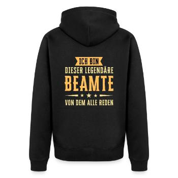 Ich bin dieser legendäre Beamter - Unisex Premium Bio Zip Hoodie - Schwarz - Hinten - Nico (187cm)