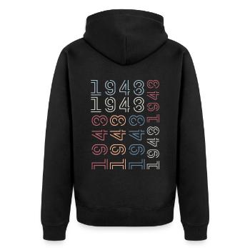 Jahrgang 1948 Geburtstagsgeschenk 1948 Retro 1948 - Unisex Premium Bio Zip Hoodie - Schwarz - Hinten - Nico (187cm)