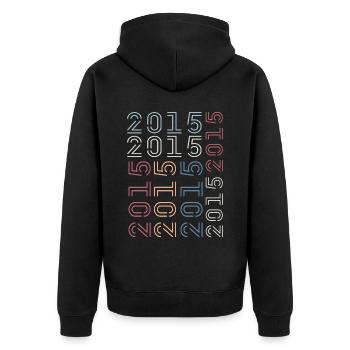 Geboren im Jahr 2015 Geburtstagsgeschenk 2015 Retro 2015 - Unisex Premium Bio Zip Hoodie - Schwarz - Hinten - Nico (187cm)