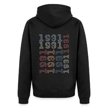 Jahrgang 1981 Geburtstagsgeschenk 1981 Retro 1981 - Unisex Premium Bio Zip Hoodie - Schwarz - Hinten - Nico (187cm)