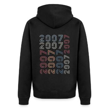 Jahrgang 2007 Retro 2007 Geburtstagsgeschenk 2007 - Unisex Premium Bio Zip Hoodie - Schwarz - Hinten - Nico (187cm)