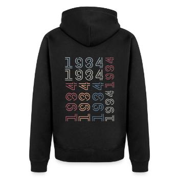 Jahrgang 1984 Geburtstagsgeschenk 1984 Retro 1984 - Unisex Premium Bio Zip Hoodie - Schwarz - Hinten - Nico (187cm)