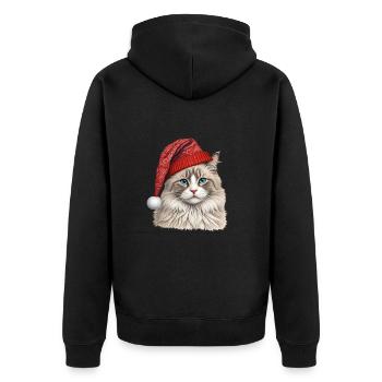 Weihnachten Ragdoll Katze - Unisex Premium Bio Zip Hoodie - Schwarz - Hinten - Nico (187cm)