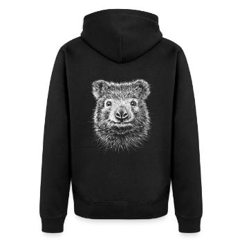 Portrait Wombat Animaux Australiens Animal - Veste à capuche bio Premium Unisexe - noir - Dos - Nico (187cm)