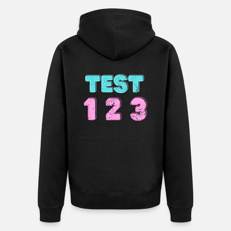 Test 1 2 3 - Unisex Premium Bio Zip Hoodie - Schwarz
