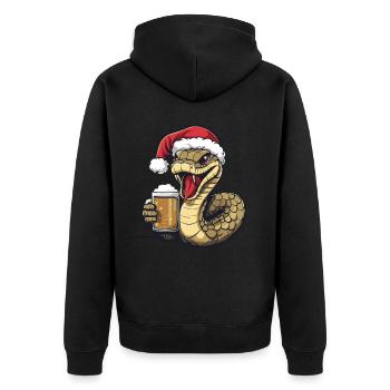 Schlange Kobra Weihnachten Bier Lustig - Unisex Premium Bio Zip Hoodie - Schwarz - Hinten - Nico (187cm)