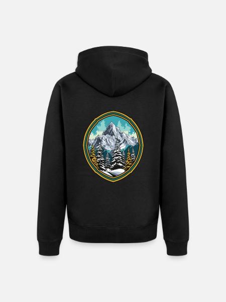 Mountains Forest Summits Ski - Unisex Premium Organic Zip Hoodie - black