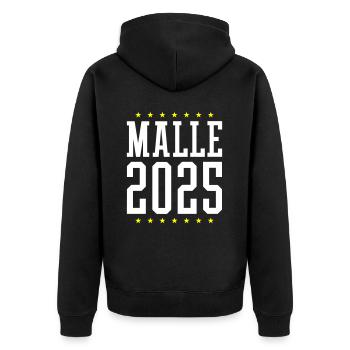 Malle 2025 Mallorca - Unisex Premium Organic Zip Hoodie - black - Back - Nico (187cm)