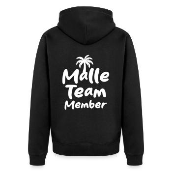 Malle Team Member Mallorca - Unisex Premium Organic Zip Hoodie - black - Back - Nico (187cm)