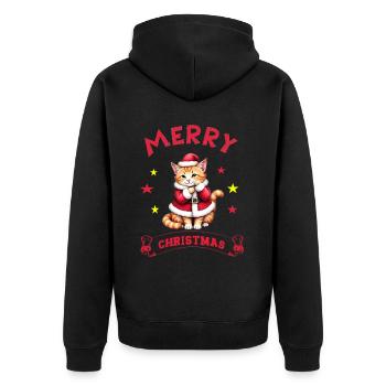 Joyeux Noël Catmas Chaton Chat Mignon - Veste à capuche bio Premium Unisexe - noir - Dos - Nico (187cm)