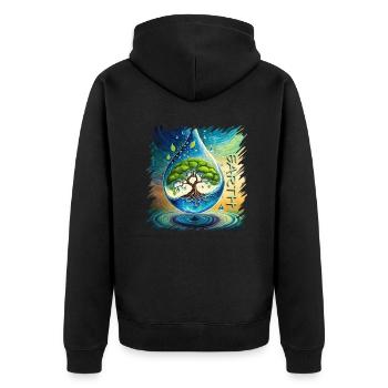 Baum des Lebens Erde Frieden Lebensbaum - Unisex Premium Bio Zip Hoodie - Schwarz - Hinten - Nico (187cm)