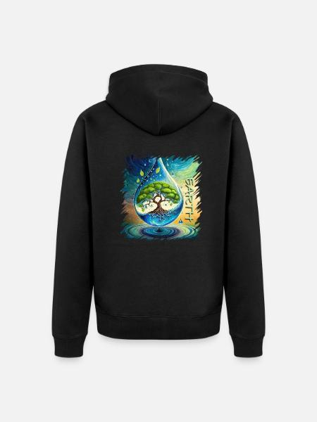 Arbre de Vie, Terre, Paix, Arbre de Vie - Veste à capuche bio Premium Unisexe - noir