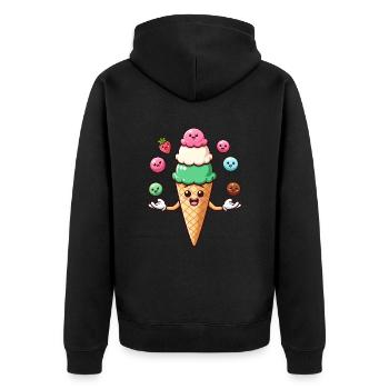 Crème glacée Crème glacée Cornet Kawaii Funny Summer Sundae - Veste à capuche bio Premium Unisexe - noir - Dos - Nico (187cm)