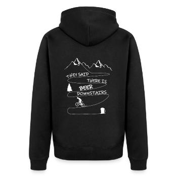 Mountain bike (MTB) beer motif - Unisex Premium Organic Zip Hoodie - black - Back - Nico (187cm)