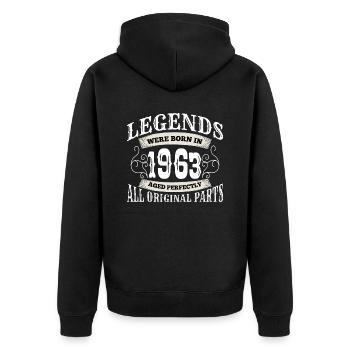 60e anniversaire - 1963 - Cadeau pour les légendes - Veste à capuche bio Premium Unisexe - noir - Dos - Nico (187cm)