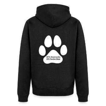 Hund Bulldogge 80% Baumwolle 20% Frenchie Glitzer - Unisex Premium Bio Zip Hoodie - Schwarz - Hinten - Nico (187cm)