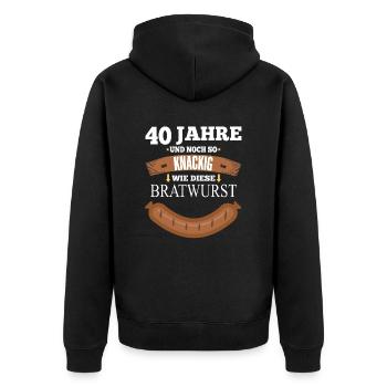 40 Jahre - Bratwurst lustig - 40. Geburtstag - Unisex Premium Bio Zip Hoodie - Schwarz - Hinten - Nico (187cm)