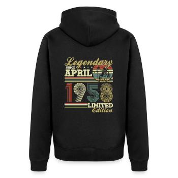 Avril 1958 Naissance Anniversaire Vintage Rétro - Veste à capuche bio Premium Unisexe - noir - Dos - Nico (187cm)