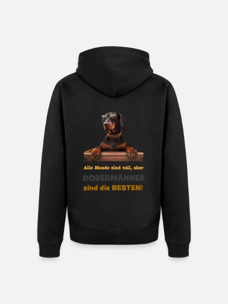 Dobermänner sind die BESTEN! Mit Sonnenbrille - Unisex Premium Bio Zip Hoodie - Schwarz
