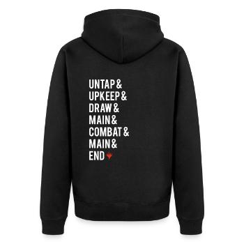 Magic: The Gathering Game Move Phases White - Unisex Premium Organic Zip Hoodie - black - Back - Nico (187cm)