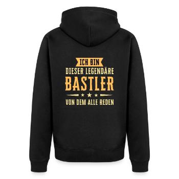 Ich bin dieser legendäre Bastler - Unisex Premium Bio Zip Hoodie - Schwarz - Hinten - Nico (187cm)