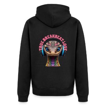TRUE BREAKBEAT LOVE - Cool Cobra with Headphones! - Unisex Premium Organic Zip Hoodie - black - Back - Nico (187cm)