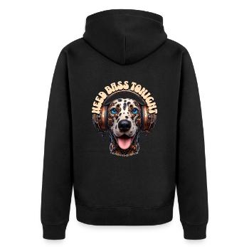 NEED BASS TONIGHT - Dalmatian Dog with Headphones! - Unisex Premium Organic Zip Hoodie - black - Back - Nico (187cm)
