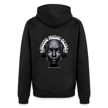 HOUSE MUSIC BLISS - Cool Woman with Headphones! - Unisex Premium Organic Zip Hoodie - black - Back - Nico (187cm)