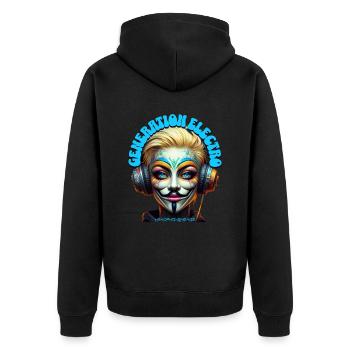 GENERATION ELECTRO - Cool She/He with Headphones! - Unisex Premium Organic Zip Hoodie - black - Back - Nico (187cm)