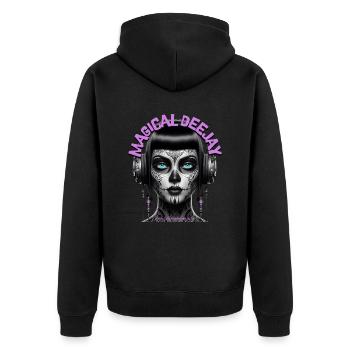MAGICAL DEEJAY - Cool Woman with Headphones! - Unisex Premium Organic Zip Hoodie - black - Back - Nico (187cm)