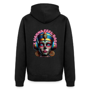 I WANNA FEEL BASS - Cool Princess with Headphones! - Unisex Premium Organic Zip Hoodie - black - Back - Nico (187cm)