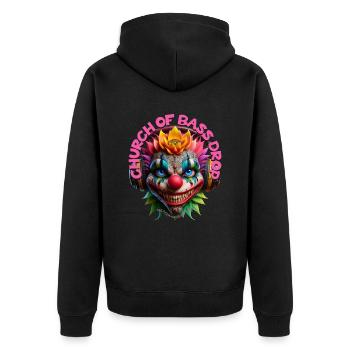 CHURCH OF BASS DROP - Cool Clown with Headphones! - Unisex Premium Organic Zip Hoodie - black - Back - Nico (187cm)