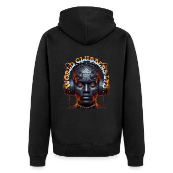 WORLD CLUBBERS LTD - Cool Man with Headphones! - Unisex Premium Organic Zip Hoodie - black - Back - Nico (187cm)